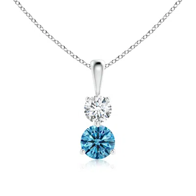 ANGARA PRONG-SET TWO STONE LAB-GROWN FANCY INTENSE BLUE AND WHITE DIAMOND PENDANT