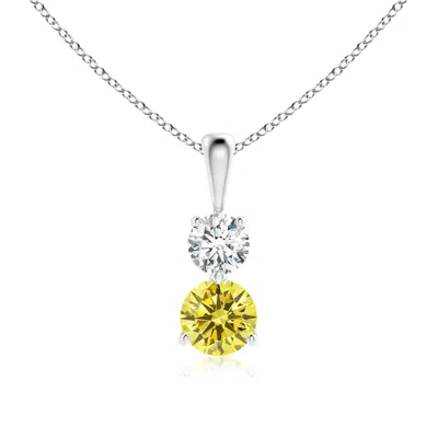 ANGARA PRONG-SET TWO STONE LAB-GROWN FANCY INTENSE YELLOW AND WHITE DIAMOND PENDANT
