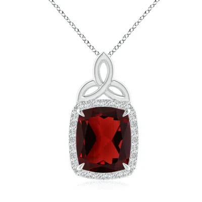 ANGARA RECTANGULAR CUSHION GARNET PENDANT WITH CELTIC MOTIF