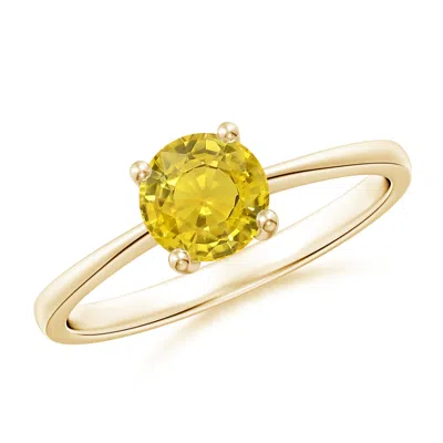ANGARA REVERSE TAPERED SHANK YELLOW SAPPHIRE SOLITAIRE RING
