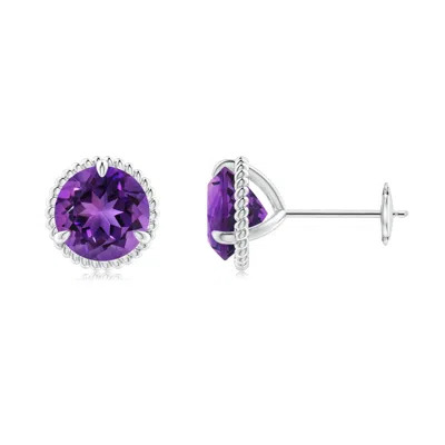 ANGARA ROPE FRAMED CLAW-SET AMETHYST MARTINI STUD EARRINGS
