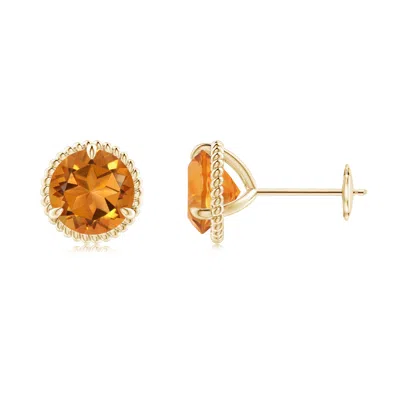 ANGARA ROPE FRAMED CLAW-SET CITRINE MARTINI STUD EARRINGS