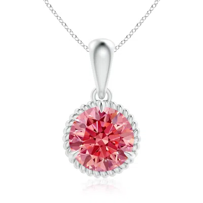 ANGARA ROPE-FRAMED CLAW-SET LAB-GROWN FANCY INTENSE PINK DIAMOND SOLITAIRE PENDANT