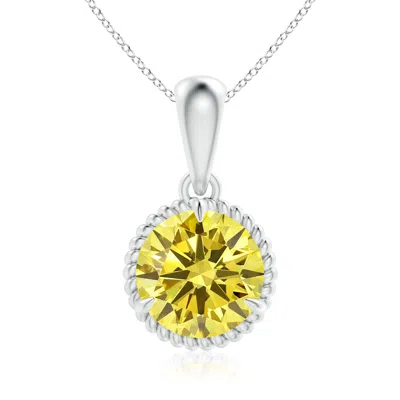 ANGARA ROPE-FRAMED CLAW-SET LAB-GROWN FANCY INTENSE YELLOW DIAMOND SOLITAIRE PENDANT