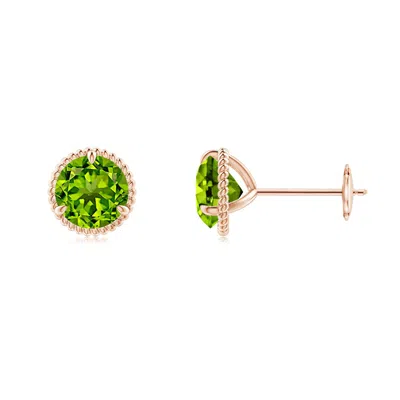 ANGARA ROPE FRAMED CLAW-SET PERIDOT MARTINI STUD EARRINGS