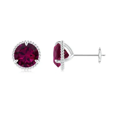 ANGARA ROPE FRAMED CLAW-SET RHODOLITE MARTINI STUD EARRINGS