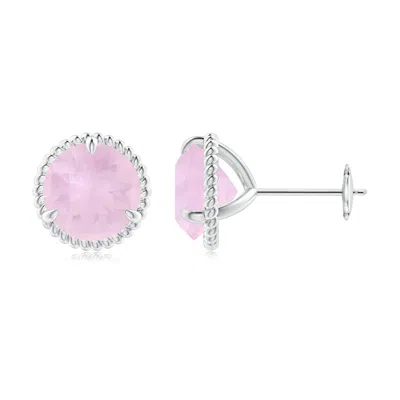 ANGARA ROPE FRAMED CLAW-SET ROSE QUARTZ MARTINI STUD EARRINGS