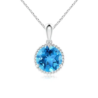 ANGARA ROPE-FRAMED CLAW-SET SWISS BLUE TOPAZ SOLITAIRE PENDANT