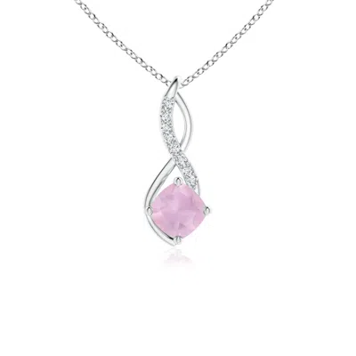 ANGARA ROSE QUARTZ INFINITY PENDANT WITH DIAMOND ACCENTS