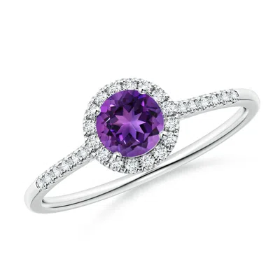 ANGARA ROUND AMETHYST HALO RING WITH DIAMOND ACCENTS