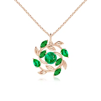 ANGARA ROUND AND MARQUISE EMERALD OLIVE BRANCH PENDANT