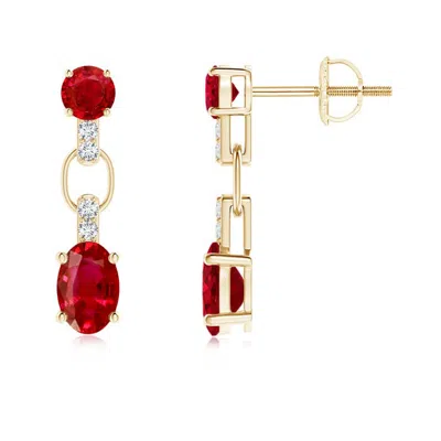 ANGARA ROUND AND OVAL RUBY DANGLE EARRINGS WITH DIAMOND ACCENTS