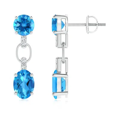 ANGARA ROUND AND OVAL SWISS BLUE TOPAZ DANGLE EARRINGS WITH DIAMONDS ACCENTS