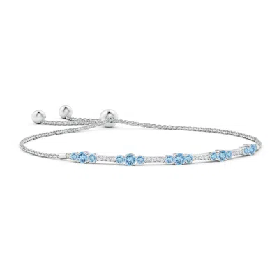 ANGARA ROUND AQUAMARINE AND DIAMOND BOLO BRACELET