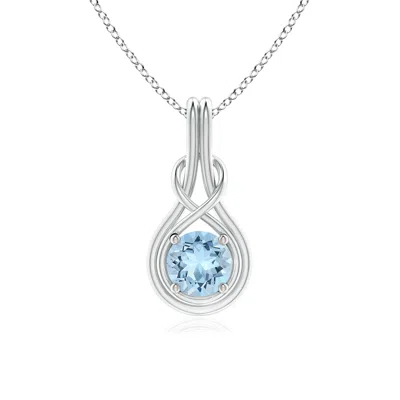 ANGARA ROUND AQUAMARINE SOLITAIRE INFINITY KNOT PENDANT