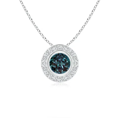 ANGARA ROUND BEZEL-SET LAB-GROWN ALEXANDRITE PENDANT WITH DIAMOND HALO