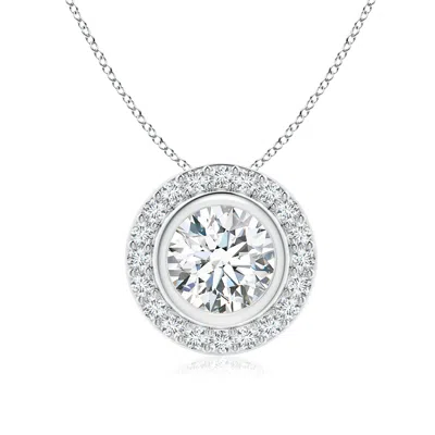 ANGARA ROUND BEZEL-SET LAB-GROWN DIAMOND PENDANT WITH HALO