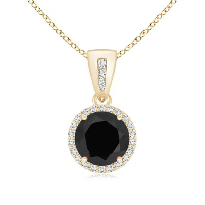 ANGARA ROUND BLACK ONYX PENDANT WITH DIAMOND HALO