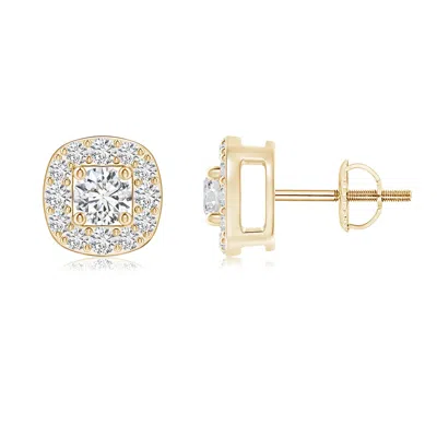 ANGARA ROUND DIAMOND CUSHION HALO STUD EARRINGS
