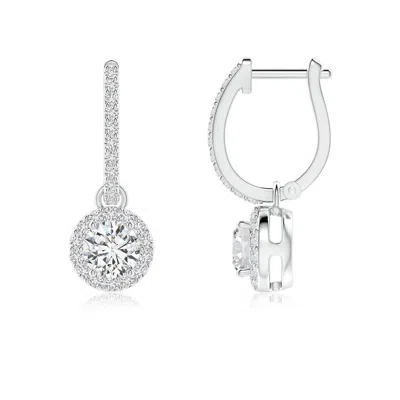 ANGARA ROUND DIAMOND DANGLE EARRINGS WITH HALO
