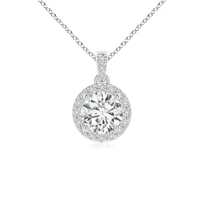 ANGARA ROUND DIAMOND DANGLE PENDANT WITH HALO