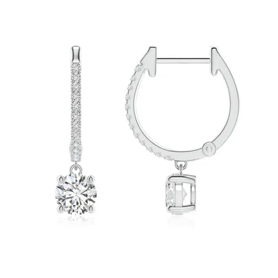 ANGARA ROUND DIAMOND HOOP DROP EARRINGS WITH ACCENTS
