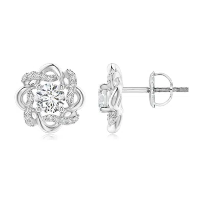 ANGARA ROUND DIAMOND KNOT HALO STUD EARRINGS