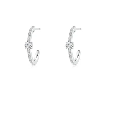 ANGARA ROUND DIAMOND SOLITAIRE HOOP EARRINGS WITH ACCENTS