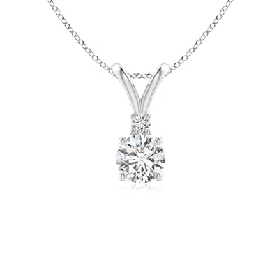 ANGARA ROUND DIAMOND SOLITAIRE V-BALE PENDANT WITH DIAMOND ACCENT