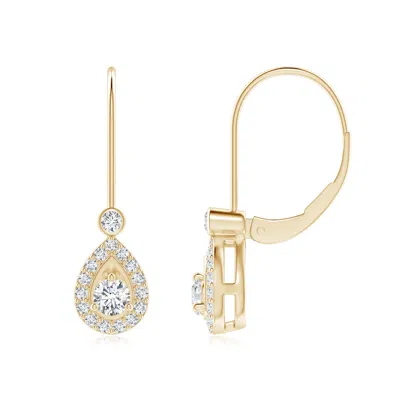 ANGARA ROUND DIAMOND TEARDROP HALO LEVERBACK EARRINGS
