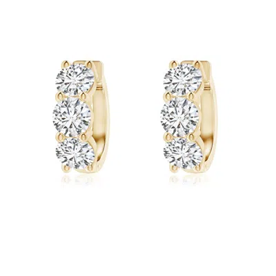 ANGARA ROUND DIAMOND THREE STONE HOOP EARRINGS
