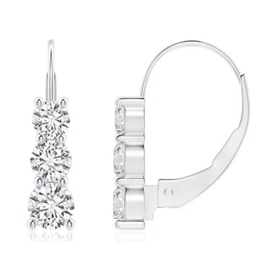 ANGARA ROUND DIAMOND THREE STONE LEVERBACK EARRINGS