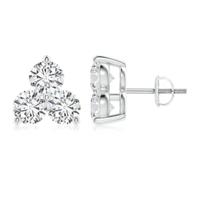 ANGARA ROUND DIAMOND THREE STONE STUD EARRINGS