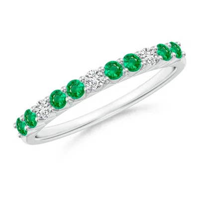 ANGARA ROUND EMERALD AND DIAMOND HALF ETERNITY WEDDING RING