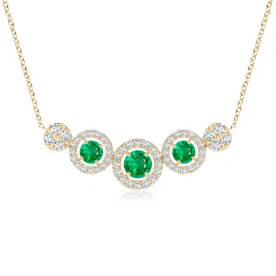 ANGARA ROUND EMERALD AND DIAMOND HALO NECKLACE