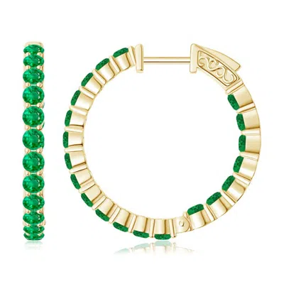 ANGARA ROUND EMERALD INSIDE OUT HOOP EARRINGS