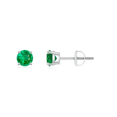 ANGARA ROUND EMERALD STUD EARRINGS