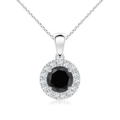 ANGARA ROUND ENHANCED BLACK AND WHITE DIAMOND HALO PENDANT