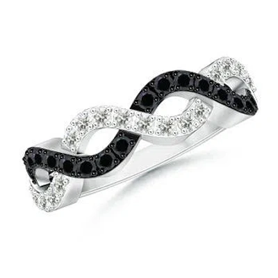ANGARA ROUND ENHANCED BLACK & WHITE DIAMOND INFINITY TWIST WEDDING RING
