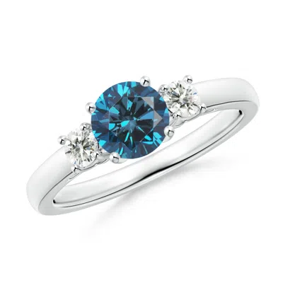 ANGARA ROUND ENHANCED BLUE & WHITE DIAMOND PAST PRESENT FUTURE RING