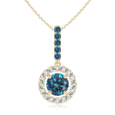 ANGARA ROUND ENHANCED BLUE DIAMOND FLOATING HALO PENDANT