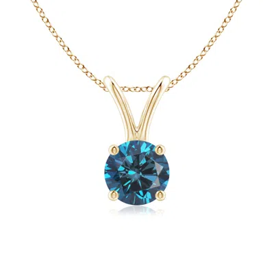 ANGARA ROUND ENHANCED BLUE DIAMOND SOLITAIRE V-BALE PENDANT