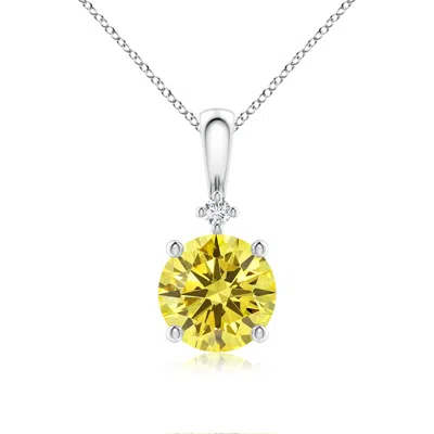 ANGARA ROUND FANCY INTENSE YELLOW DIAMOND SOLITAIRE PENDANT