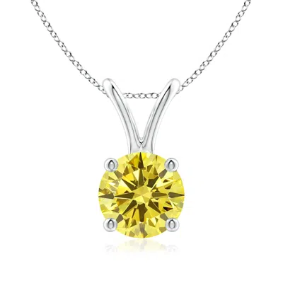 ANGARA ROUND FANCY INTENSE YELLOW DIAMOND SOLITAIRE V-BALE PENDANT