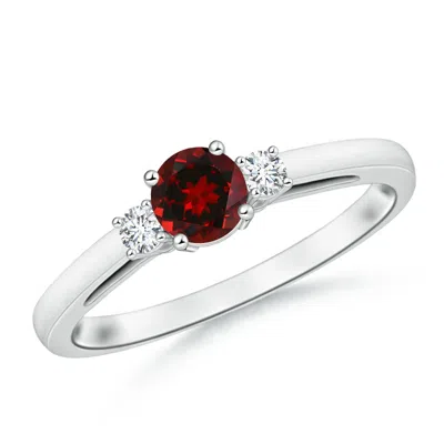 ANGARA ROUND GARNET & DIAMOND THREE STONE ENGAGEMENT RING