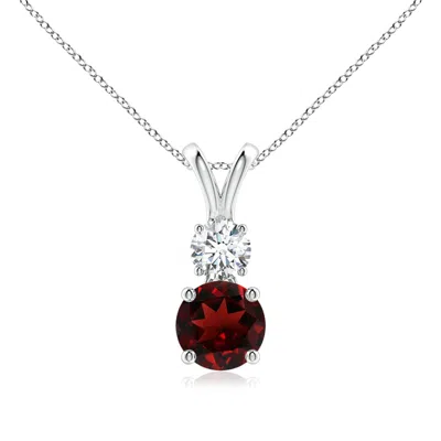 ANGARA ROUND GARNET AND DIAMOND TWO STONE PENDANT