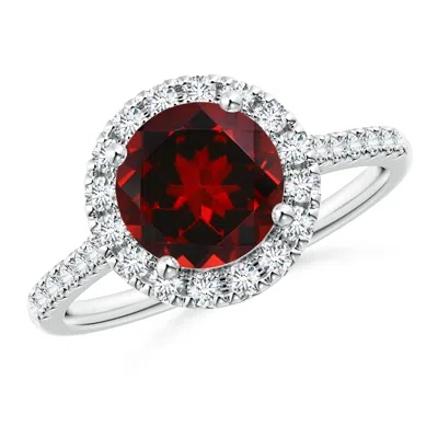 ANGARA ROUND GARNET HALO RING WITH DIAMOND ACCENTS