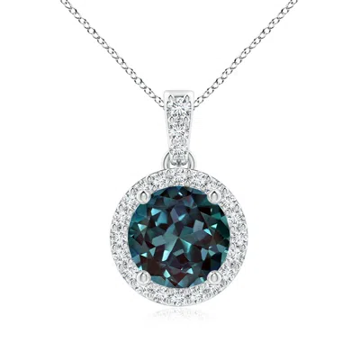 ANGARA ROUND LAB-GROWN ALEXANDRITE DANGLE PENDANT WITH HALO