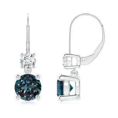 ANGARA ROUND LAB-GROWN ALEXANDRITE LEVERBACK DANGLE EARRINGS WITH DIAMOND