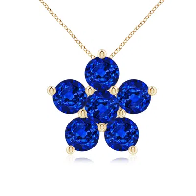 ANGARA ROUND LAB-GROWN BLUE SAPPHIRE FLORAL CLUSTER PENDANT